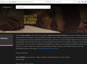 tela do Sesc Digital - Mostra de Cinemas Africanos