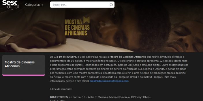 tela do Sesc Digital - Mostra de Cinemas Africanos